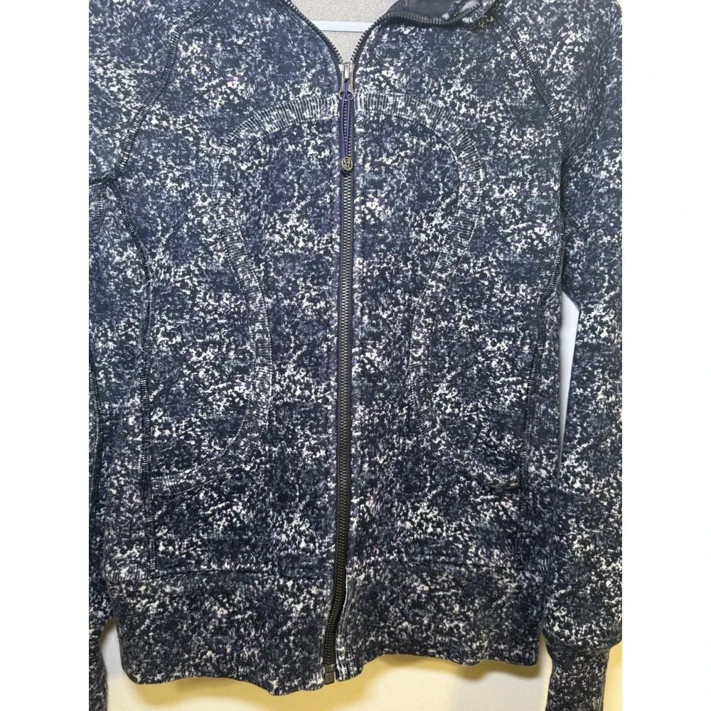 Lululemon Scuba Hoodie Womens Size 4 Blue Speckled Full‎ Zip Sweatshirt Jacket